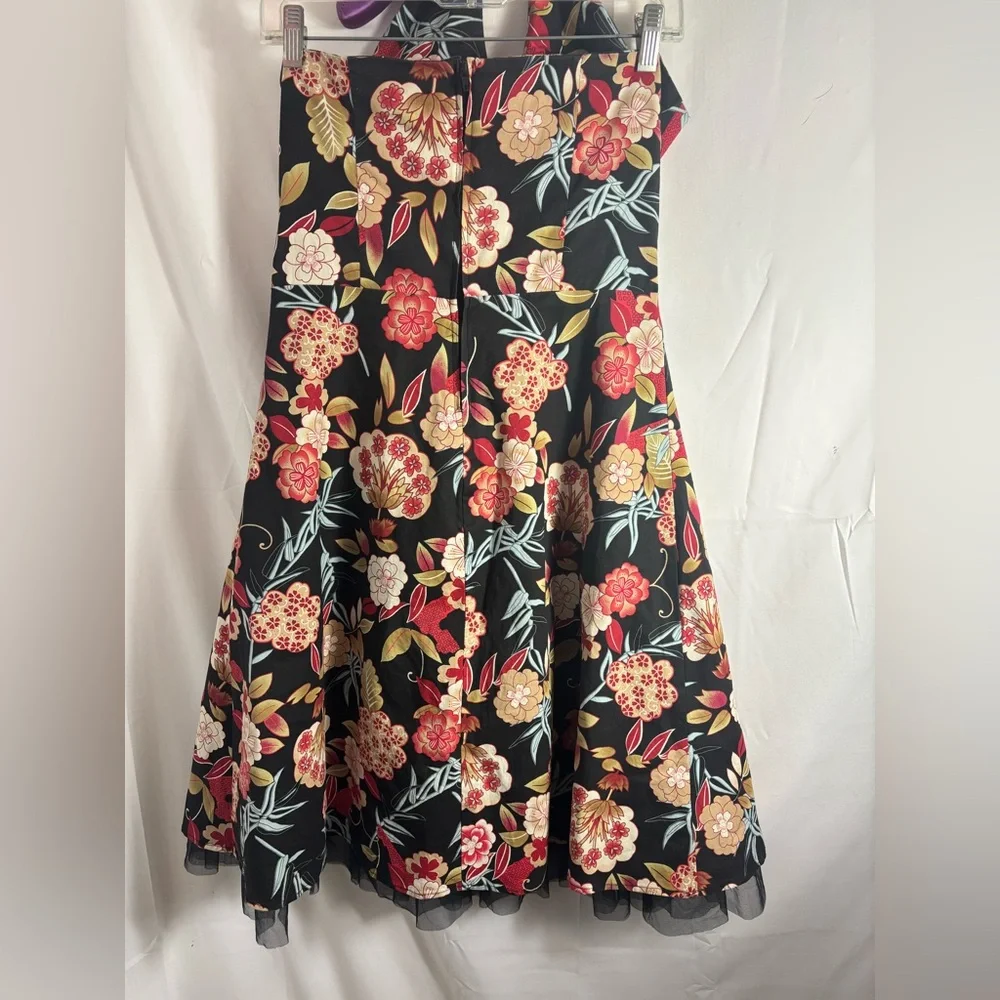 Y2K Black Floral Hawaii Tulle Whimsigoth Fairy Grunge Halter Dress Size M-L - Picture 16 of 16